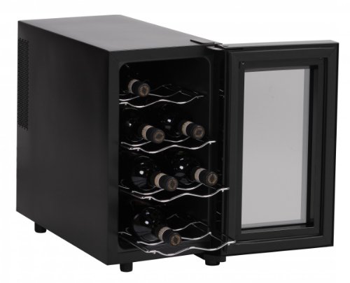 AMSTYLE Design Weinkühlschrank 23 Liter 8°C-18°C - 8 Flaschen Weinkühler schwarz (Energieklasse: A) - 