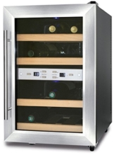CASO WineDuett 12 Design Weinkühlschrank für bis zu 12 Flaschen (bis zu 310 mm Höhe), zwei Temperaturzonen 7-18°C -