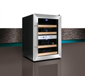 CASO WineDuett 12 Design Weinkühlschrank für bis zu 12 Flaschen (bis zu 310 mm Höhe), zwei Temperaturzonen 7-18°C - 